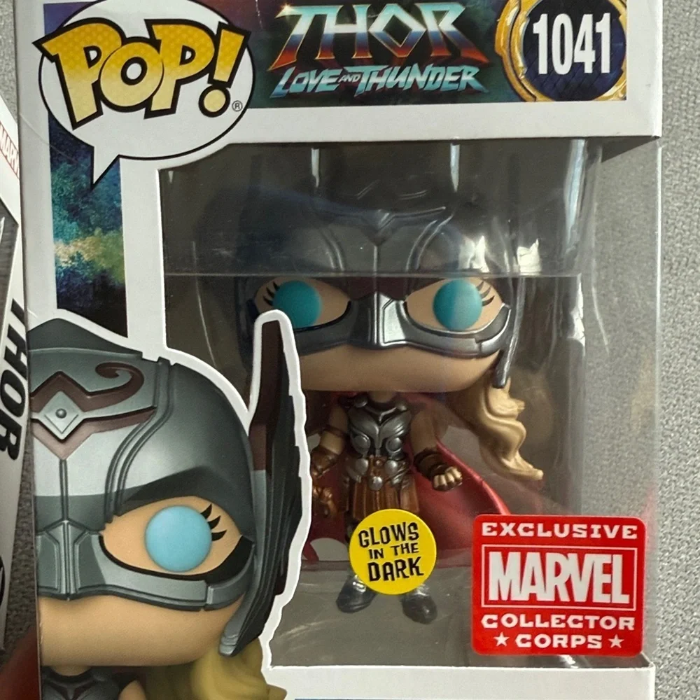 Funko Thor and Mighty Thor Figures with Gold and Silver Helmets